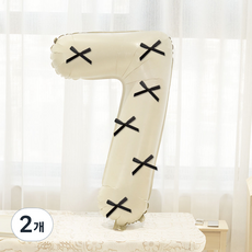 Mii Mii Party 緞帶大型數字7氣球 100cm, 2個, 奶油黑