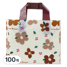 아이엔피 LDPE 손잡이 비닐백 대 40 x 30 cm, 08 브라운플라워, 100개