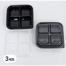 파미레 정사각4칸 나눔 도시락 용기 + 뚜껑, 2개입, 3세트