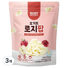 로지오가닉 유산균 아기스낵 요거트 로지팝, 25g, 3개, 사과