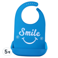 소울리치 튼튼하고 편리한 성인용 턱받이 XL 35.5 x 52 cm, 블루스마일, 5개