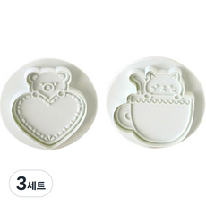 E-home baking 餅乾模具 咖啡杯貓咪 + 愛心熊組合, 單一顏色, 3套