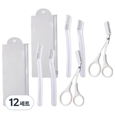 원티크 심플 눈썹 관리 눈썹칼 3종 세트, 12세트, 투명