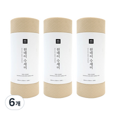 살림마켓 원데이 일회용 수세미 60p, 6개, 베이지