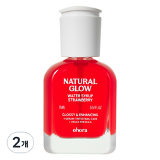 오호라 내추럴 글로우 워터시럽 네일 강화제 스트로베리, 2개, 15ml