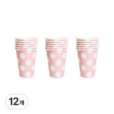 粉紅圓點紙杯, 6入, 12個