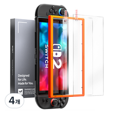 BIGSKIT 任天堂 Switch 2 高畫質螢幕保護貼貼膜工具組, 4個, NS2P-鋼化玻璃, 透明
