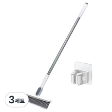 모던모어 롱 스탠드 2 in 1 욕실 바닥 화장실 청소솔 + 청소솔 걸이 세트, 화이트, 3세트