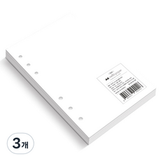 리코즈 A6 6공 리필 다이어리 내지 만년형 무지, 3개, 100매