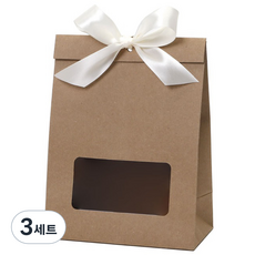 인디케이 리본 엣지 창 상자 10p + 리본 10p 세트, 크라프트, 3세트