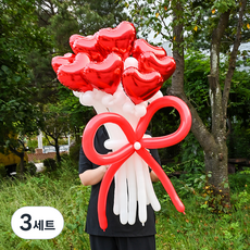 파티쇼 DIY 하트 꽃풍선 꽃다발 만들기 + 손펌프 세트, 레드(꽃다발), 핑크(손펌프), 3세트