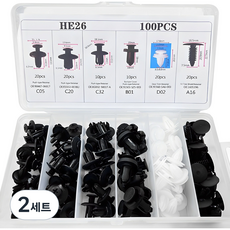 에이비시파츠 차량용 플라스틱 패스너 4종 x 20p + 2종 x 10p 세트, 혼합색상, 2세트