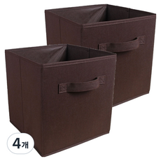 綠色折疊式不織布收納箱整理箱, 4個, 棕色