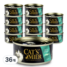 캣츠미어 고양이 주식캔, 참치+도미, 170g, 36개