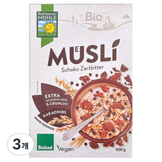 볼제너뮬러 유기농 다크초코 뮤즐리, 400g, 3개