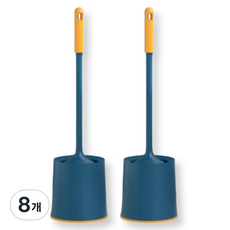 Sort It 直立式圓形馬桶刷 浴室廁所清潔刷, 海軍藍黃色, 8個