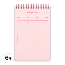 MUNID 線圈粉彩頂部裝訂單字記憶本, 6個, 粉紅色