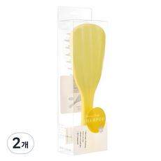Chin Chin Living 矽膠手柄型PVC頭皮按摩梳, 2個, 檸檬黃