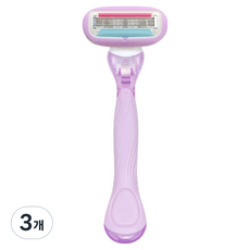 바롬몰 여성용 5중날 긁힘방지 면도기 롱 퍼플헤드 5.5 x 13.8 cm + 블레이드 세트, 1개입, 3개