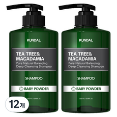 쿤달 티트리 앤 마카다미아 딥 클렌징 샴푸 베이비파우더향, 500ml, 12개
