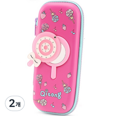 하드탑 케이스 거울 파우치, 캔디 진핑크, 2개