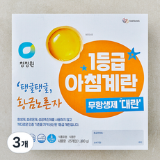 청정원 무항생제 인증 1등급 아침대란 1.3kg, 3개, 25구