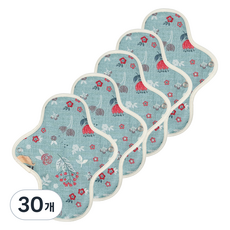 eechae 花卉圖案一體成型棉質衛生棉 藍色錦鯉, 小型, 30個, 1入