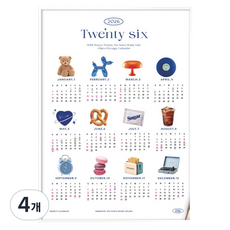 funyz 2026年 object 壁掛式海報月曆 A2, 混合顏色, 4個