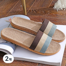 THE ZAKKA 亞麻三色客廳鞋, 三線棕色款, 2組