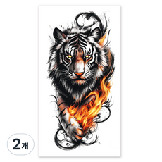 gelluna 男用逼真猛獸老虎手臂指甲花紋身刺青貼紙, T-207, 2個