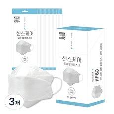 센스케어 입체 황사 마스크 대형 화이트 개별포장 KF80, 3개