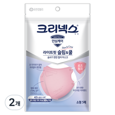 크리넥스 라이트핏 슬림앤쿨 마스크 소형, 5개입, 2개, 핑크