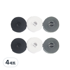 春日陽光 可撕式雙面魔鬼氈束線帶 黑色 + 白色 + 灰色組合 1.5cm x 1m, 4套, 黑+白+灰