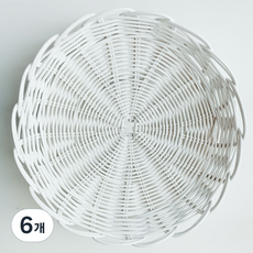 圓形藤編多用途藤籃 托盤 J046W, 白色, 6個