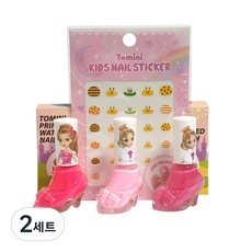 투미니 어린이 프린세스 수성 매니큐어 + 스티커 랜덤발송, CS세트(핑크, 체리핑크, 베이비핑크), 2세트
