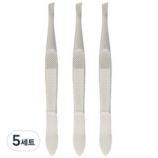 BELOTTY 不鏽鋼斜口型多用途鑷子 3入, 霧面銀, 5個