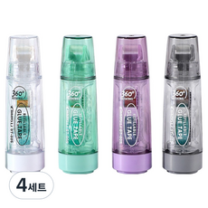 다다 파스텔 도트 360도 회전형 양면 풀테이프 4종 세트 6mm x 5m, 그린, 화이트, 퍼플, 그레이, 4세트