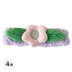 瘋狂姐妹 可愛花朵造型洗臉髮帶, 4個, 紫色