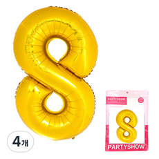 PARTYSHOW 大型數字8鋁箔氣球, 金色, 4個