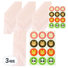 반투명 M봉투24p + 애니멀 스티커 원형 24p, 3세트