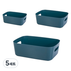 피피홈리빙 다용도 수납박스 펜트리 정리함 3종 세트, 5세트, 블루