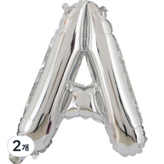 팡파티 레터링 알파벳 풍선 A 40cm, 실버, 2개