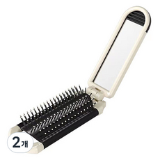 DeepTalk 便攜式折疊內建鏡子髮梳 DT0461, 象牙白, 2個