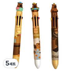 엠에스 큐티바라 카피바라 8색 볼펜 3종 세트 0.7mm, 혼합색상, 5세트
