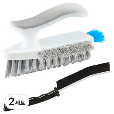 지앤와이 만능 틈새 줄눈 청소솔 + 모서리 스퀴지 브러쉬 세트, 화이트 + 블랙, 2세트