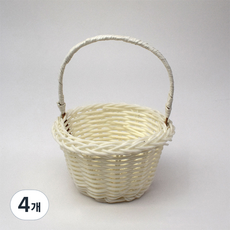 미니 라탄 꽃바구니, 화이트, 4개