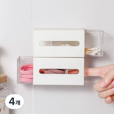 Thehaepiaen 黏貼式迷你收納整理盒, 白色, 4個