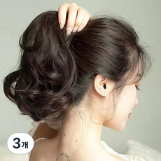 하이유니 웨이브 펌 숏 포니테일 가발 35cm, 다크브라운, 3개