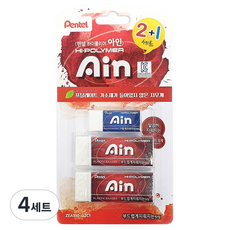펜텔아인 펜텔 하이폴리머 지우개 레드 대 2p + 블루 중 세트 ZEAS10-G2C1, 레드, 블루, 4세트