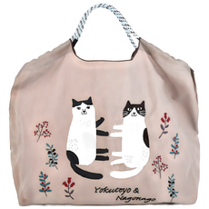 kUSUgURU JAPAN 日本眼鏡貓 Nagonago-san系列 三種用法 大款肩背傘繩包/戶外輕量防潑水提袋, 咖啡色